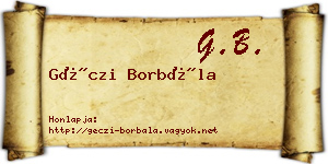 Géczi Borbála névjegykártya